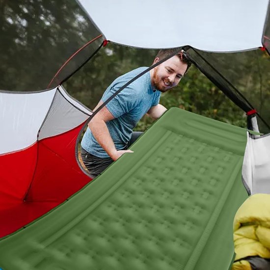 Slaapmat Kamperen - Kampeermatras Opblaasbaar - Outdoor Slapen - Ingebouwde Voetpomp - 196 x 72 x 11 cm - Olijfgroen — afbeelding 3