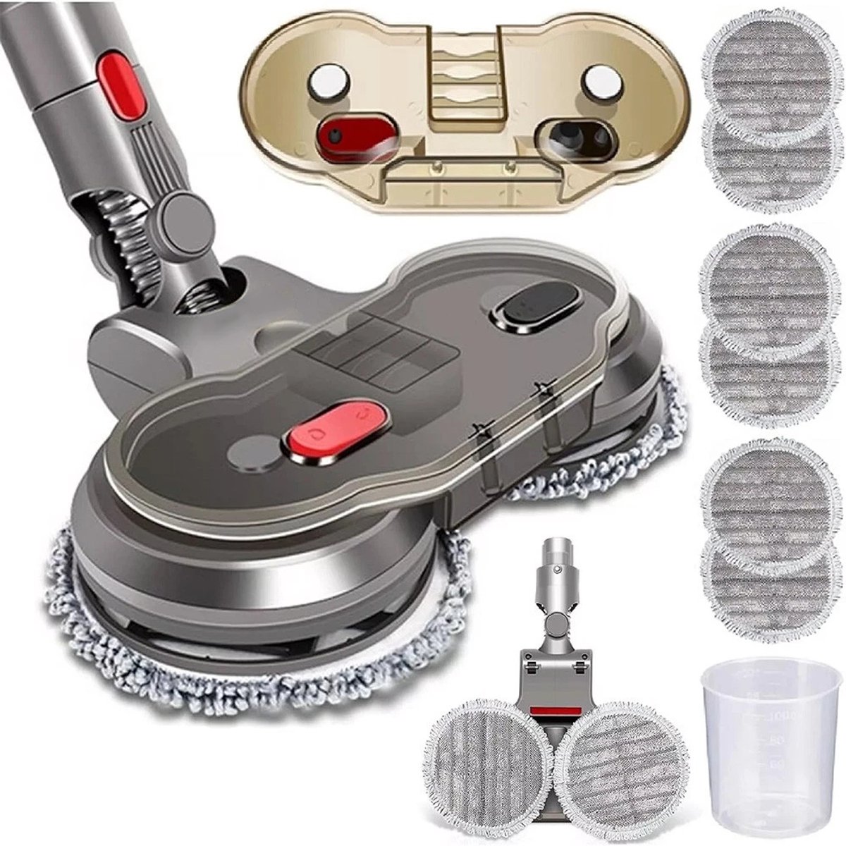 Nat- en droogdweilaccessoire voor Dyson V7 V8 V10 V11 V15 - Gemotoriseerde dweilkop en vloerborstelaccessoire - Huishoudelijke vloerreiniging - Inclusief 6 dweildoeken