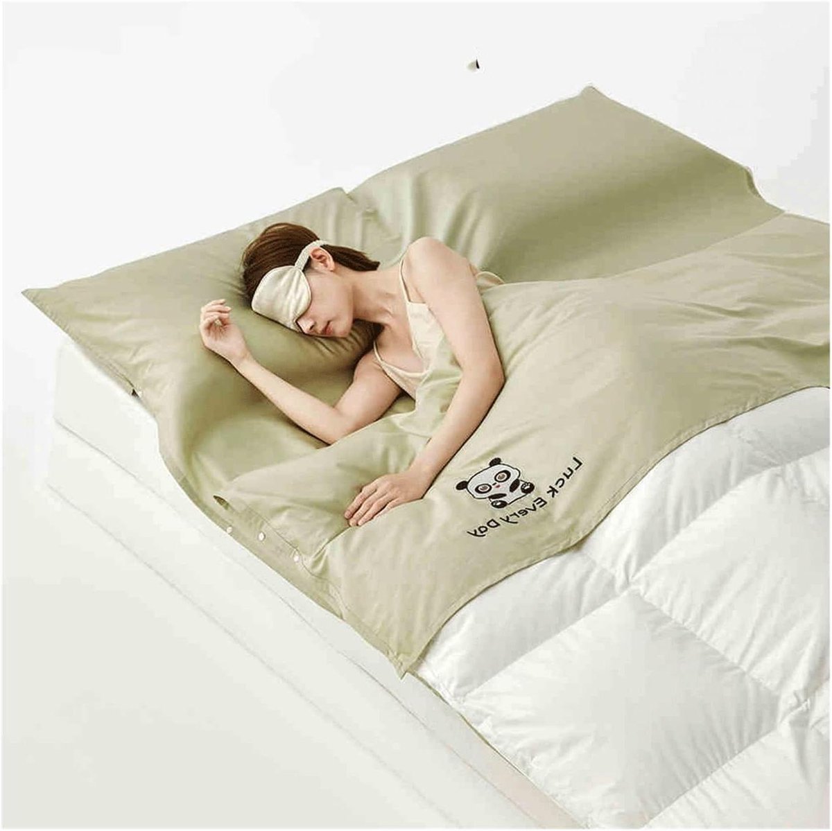Slaapzakvoering Katoen - Reislaken - Comfortabel Slapen - Met Rits - 160x210cm - Groen