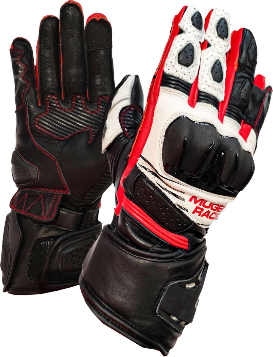 MUGENRACE Linea Sport Zwart Witte Rode Handschoenen - Handschoen