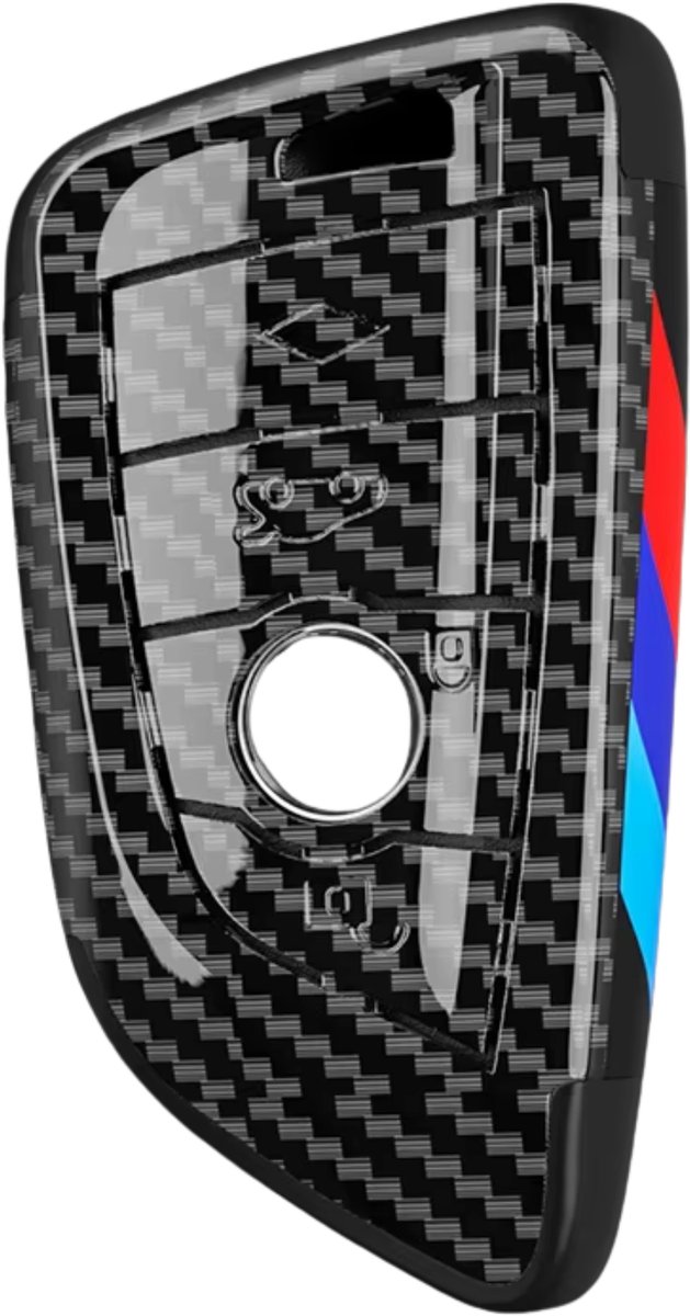 Premium Sleutelcover - Gloss Carbon Look - Donkerblauw / Lichtblauw / Rood - Sleutelhoesje Geschikt voor BMW 1 serie / 3 serie / 5 Serie / 7 Serie / X1 / X3 / X4 / X5 / F16 / G20 / G30 / F11 / M - Key Cover - Auto Accessoires