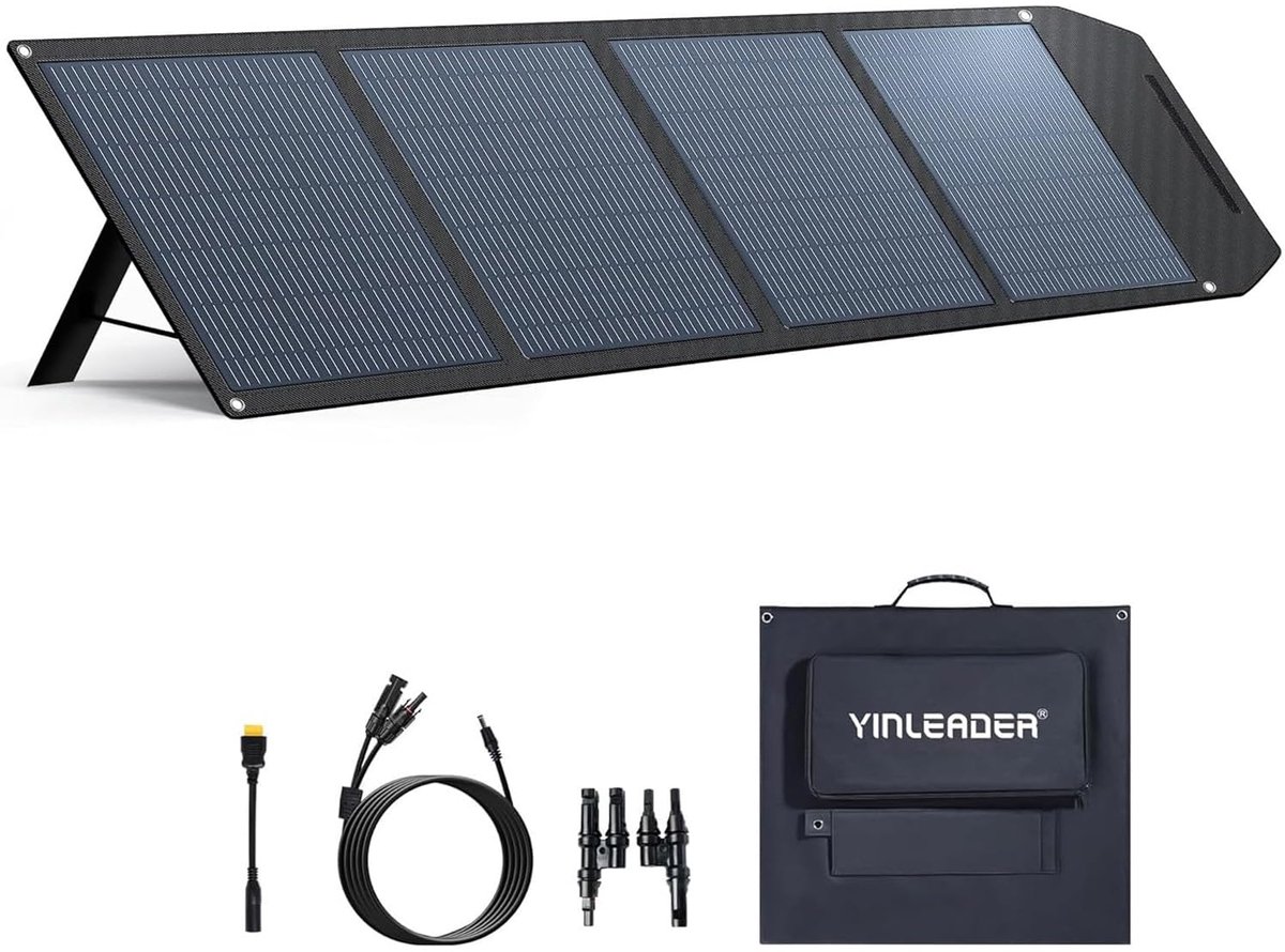 SnelShoppen - 200 W Opvouwbaar Zonnepaneel Camping, Camper, Powerstation, Lichtgewicht, Waterdicht, Draagbaar, Ideaal voor Buitenactiviteiten