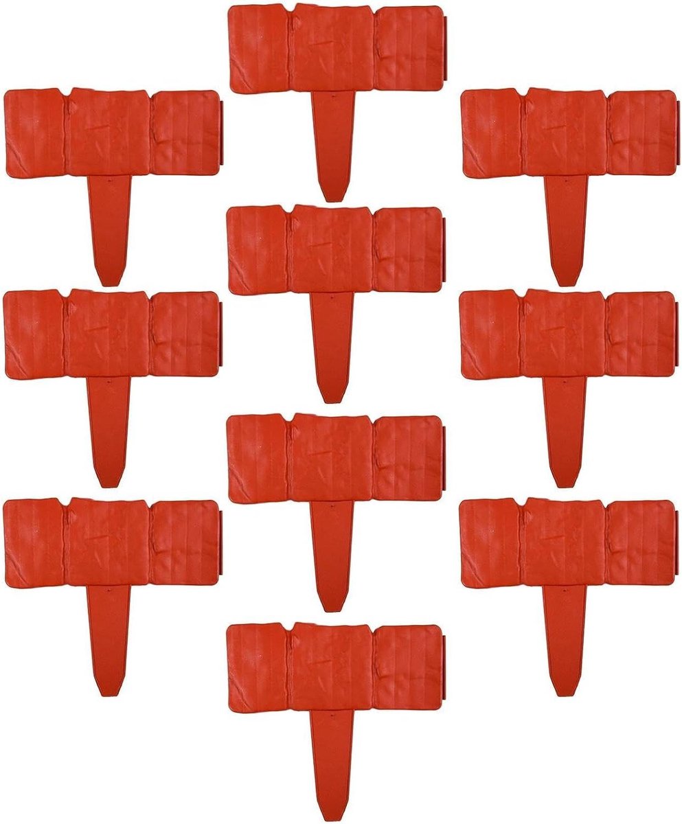 Stenen borderrand - Tuinrand Grasafscheiding - Tuin Organiseren - Graafvrij Systeem - 10 stuks - Rood