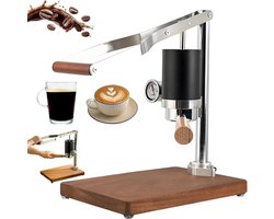 Handmatige Espressomachine - Koffiezetapparaat Handpers - Thuis Koffie Zetten - Met Visuele Manometer - 20x30x35cm - Zilver