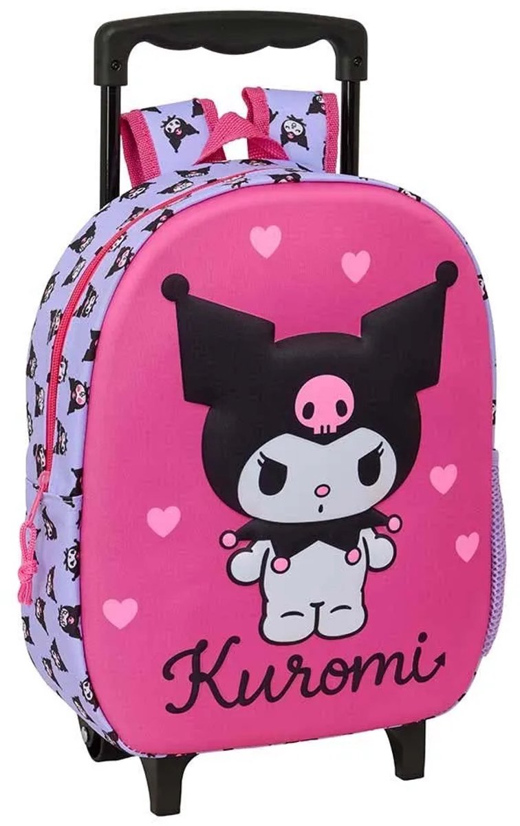 Safta Kuromi 3d 8.91l Rugzak Met Wielen Roze Kinderen