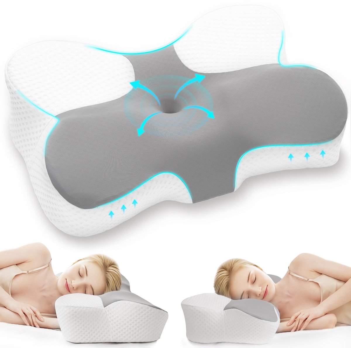 SnelShoppen - Ergonomisch Z-hom Nekkussen Hoofdkussen, Memory Foam Hoofdkussen voor Zij-, Rug- & Buikslapers, Comfortabel Kussen voor Goede Slaap, Zac