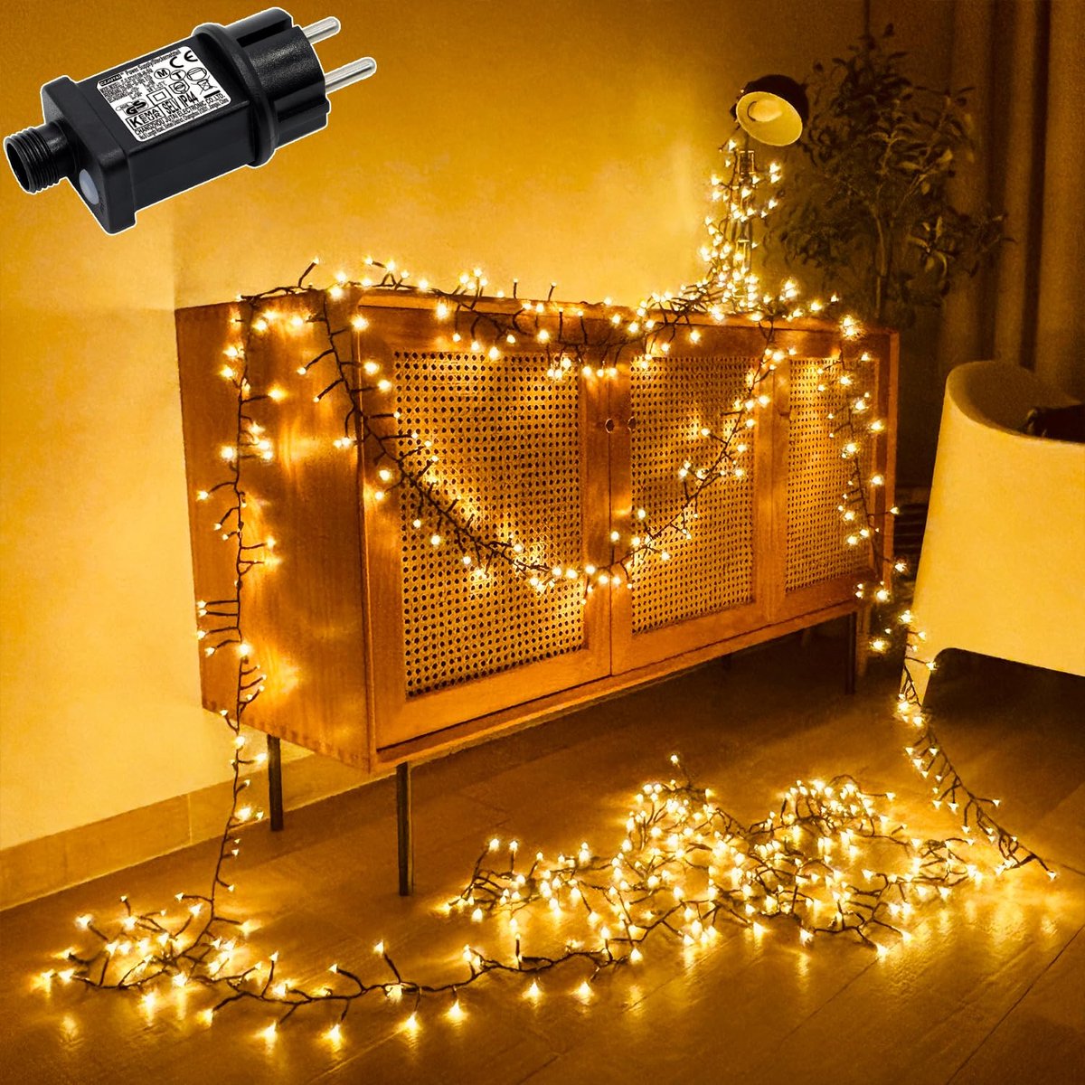 SnelShoppen - Lichtsnoer Buiten 20m - 1000 LED Trosverlichting Warmwit - 8 Modi - Timer & Geheugenfunctie - IP44 Waterdicht - Perfect voor Feest, Tuin