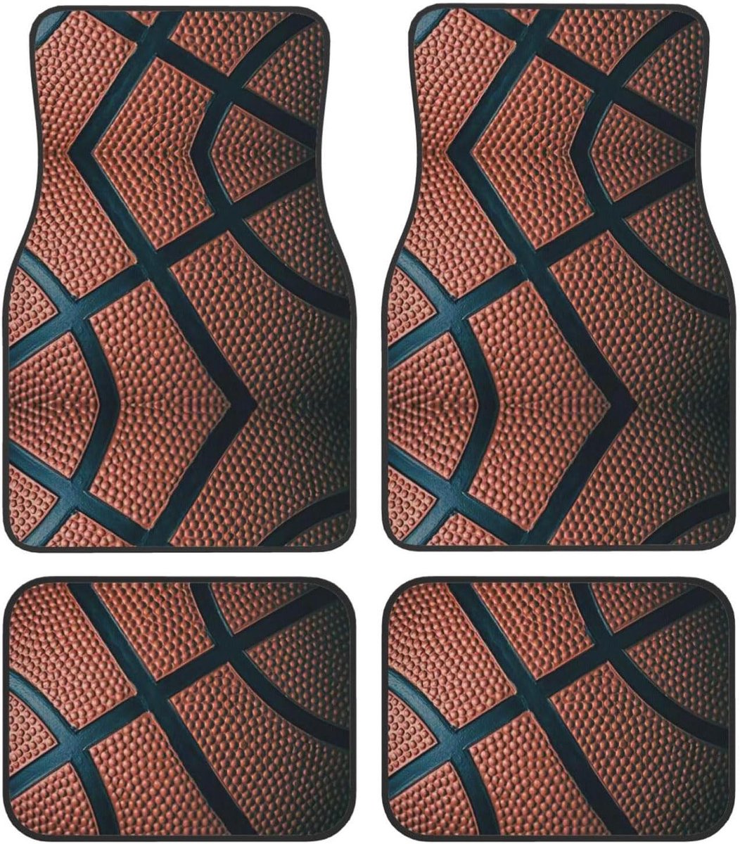 Auto Vloermatten Set - Automatten Set - Auto Interieur Beschermen - Basketbal Sport Print - 4 Stuks - Zwart