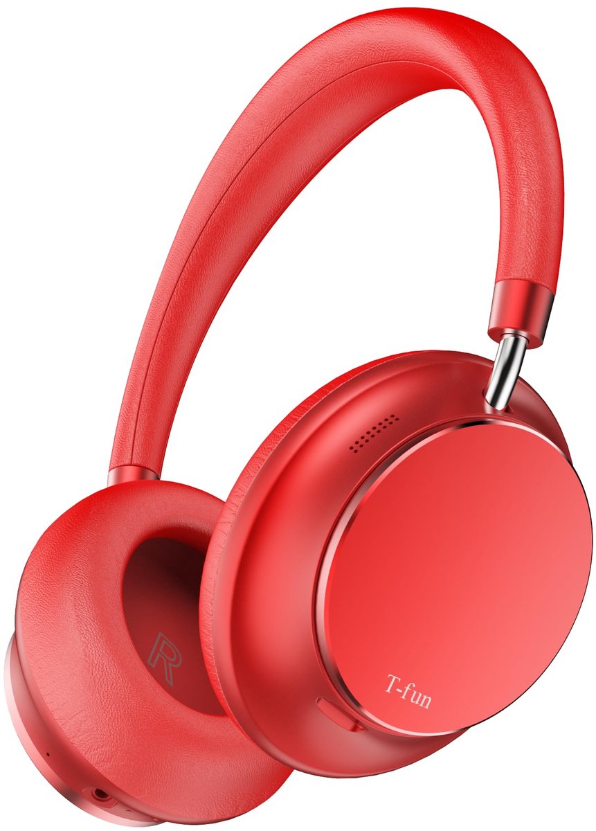 SnelShoppen - T-fun NC35 Hybride Actieve Ruisonderdrukkende Hoofdtelefoon, Draadloos Bluetooth 5.3, 55H Afspeeltijd, 360° Ruimtelijke Audio met Hoofdt