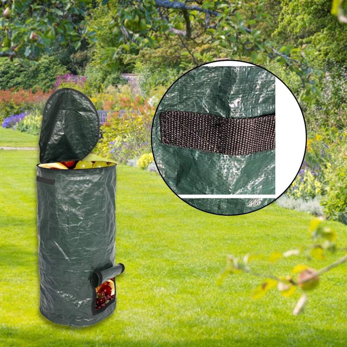Compostzak - Compostbak Tuin - Organisch Afval Verwerken - Houdt Warmte Vocht Vast - 35x60 cm - Groen