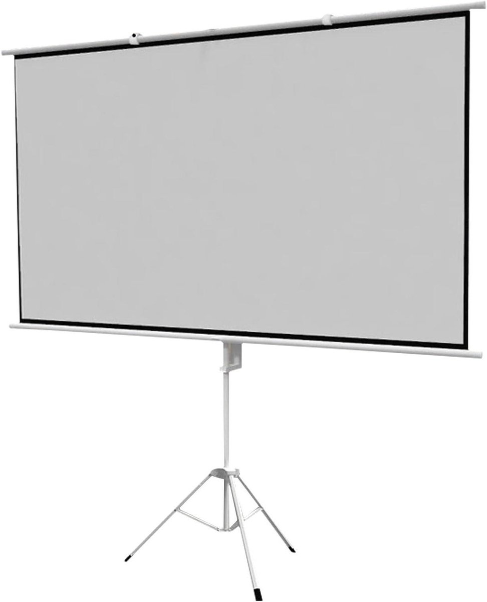 Projectiescherm met Statief - Filmscherm HD - Presentaties Geven - Kreukvrij HD Beeld - 72 inch 16:9 - Wit
