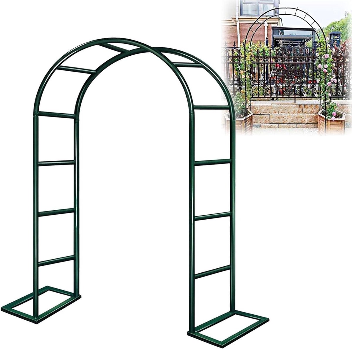 Tuinboog Prieel - Klimplant steun - Decoratie Bruiloft - Extra stabiel - 220 cm hoogte - Groen