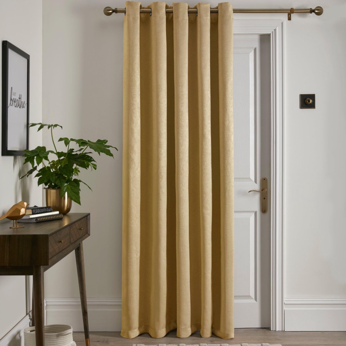 SnelShoppen - Oker Enkel Gordijn 168 x 214 cm - Thermogordijn voor Slaapkamer en Woonkamer - Geel Ooggordijn - Strata Collectie - 1x Paneel Deurgordij