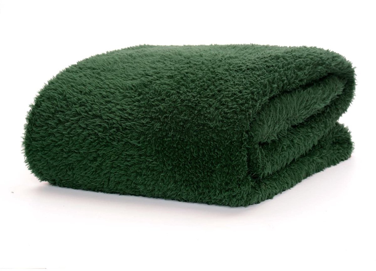 SnelShoppen - Snug Rug Luxe Sherpa Fleece Deken 127x178cm - Warm Knuffeldeken voor Bank, TV-Deken, Perfect voor Feest, Camping en Cozy Avonden - Groen