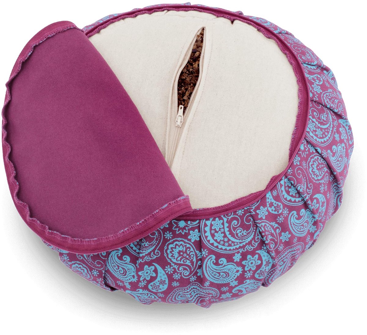 SnelShoppen - Yoga Laden meditatiekussen yogakussen paisley zafu 15cm - wasbaar yogakussen vloerhoes - biologisch boekweitkafvulling - ideaal voor med