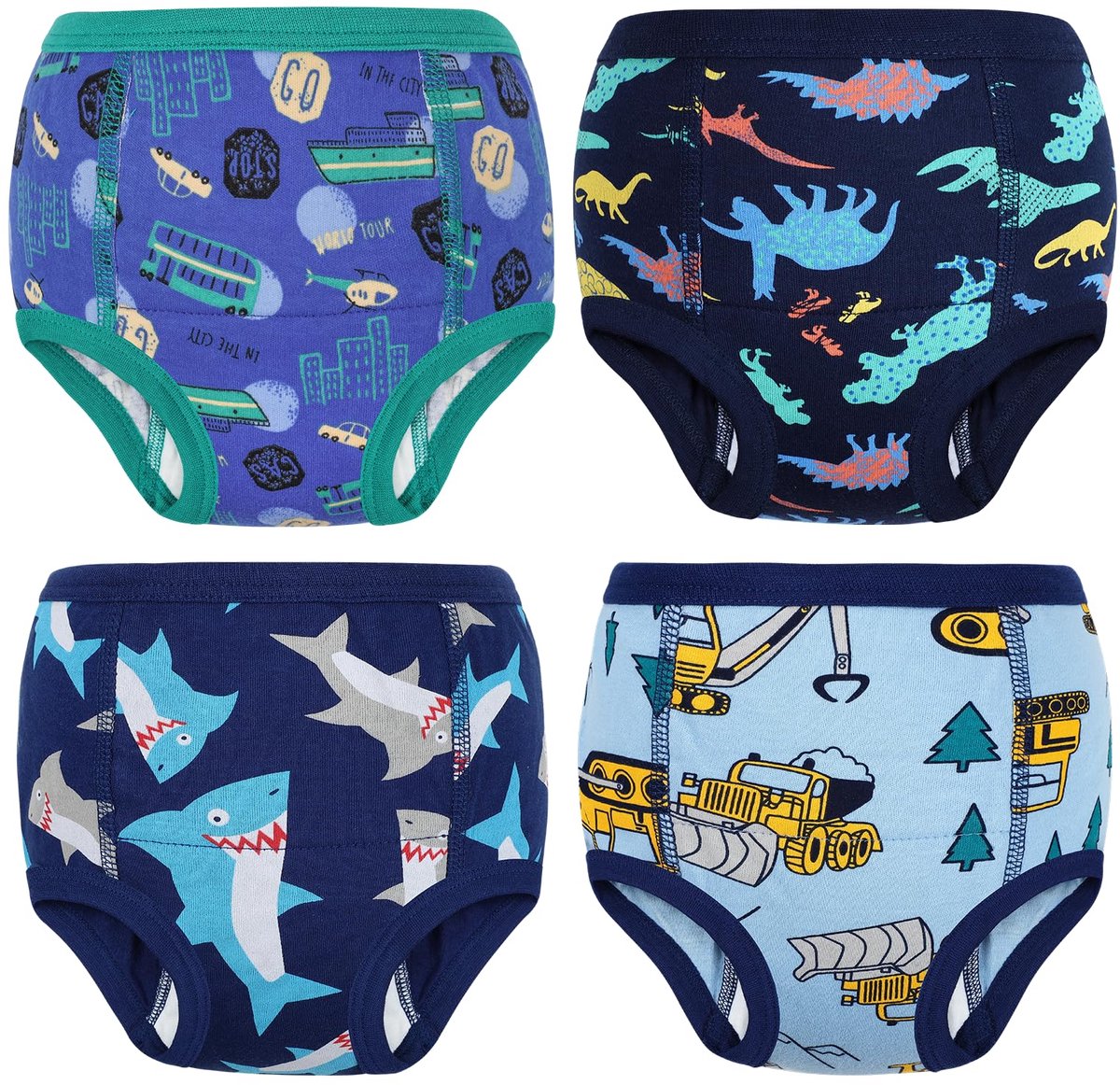 SnelShoppen - FLYISH DIRECT Kinderpotje Trainingsbroek voor Jongens en Meisjes, 4 Stuks, Blauw, Potjestraining, Ondergoed, 3 Jaar, Comfortabel en Hygi