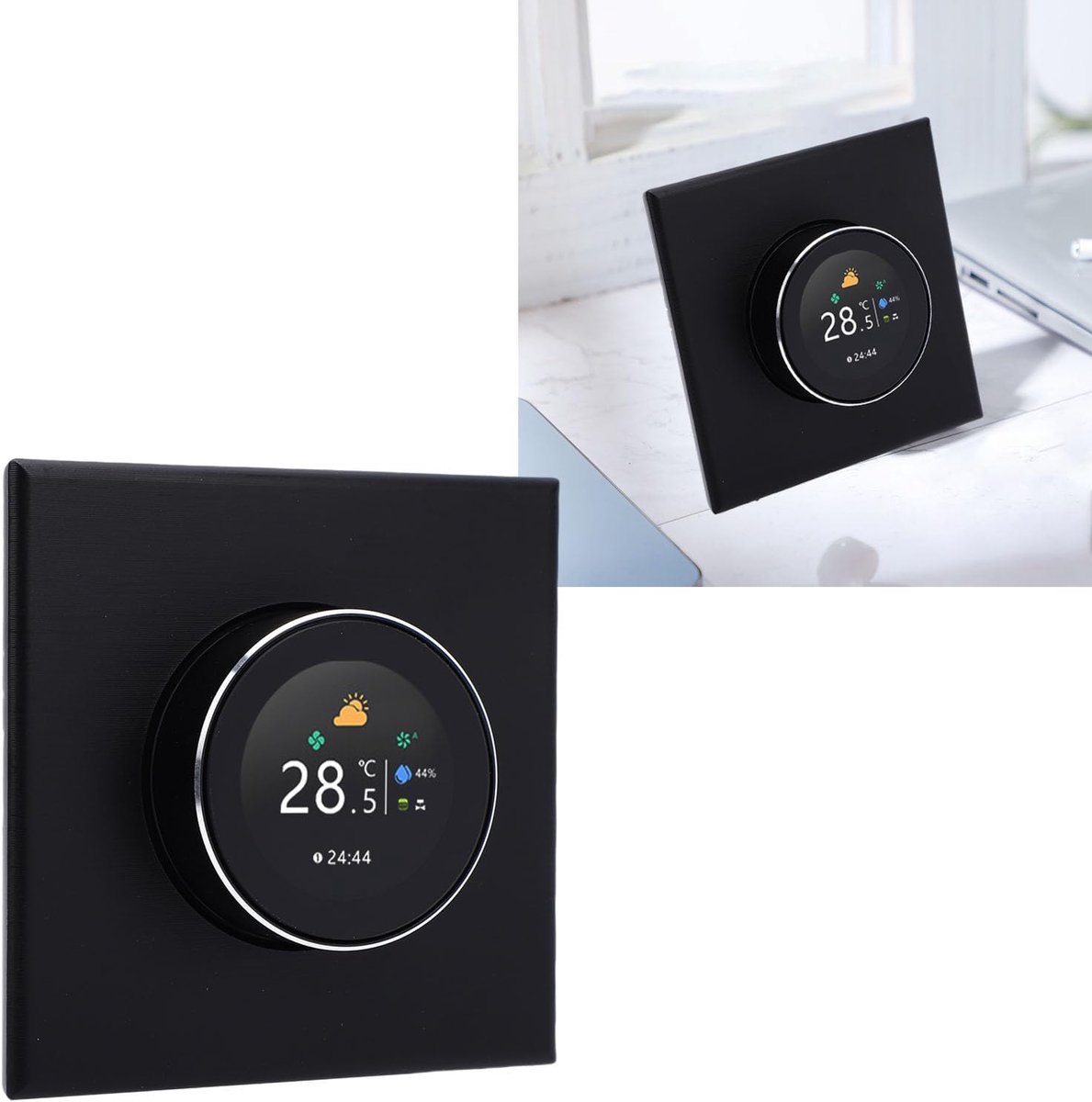 Slimme Thermostaat - Temperatuurregelaar Slimme Knop - Energie Besparen - Kleurendisplay Touchscreen - 16A - Zwart
