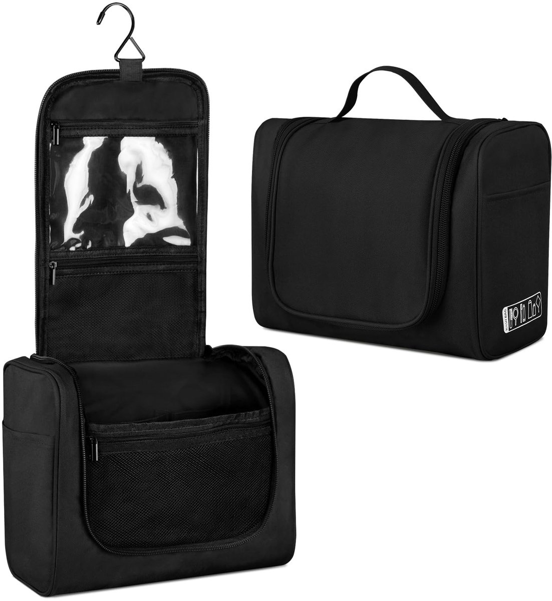 SnelShoppen - Grote Ophangende Toilettas Reiswaszak - Draagbare Make-up Tas Organizer - Waterdichte Scheerzak voor Sportschool, Douche, Badkamer - Zwa
