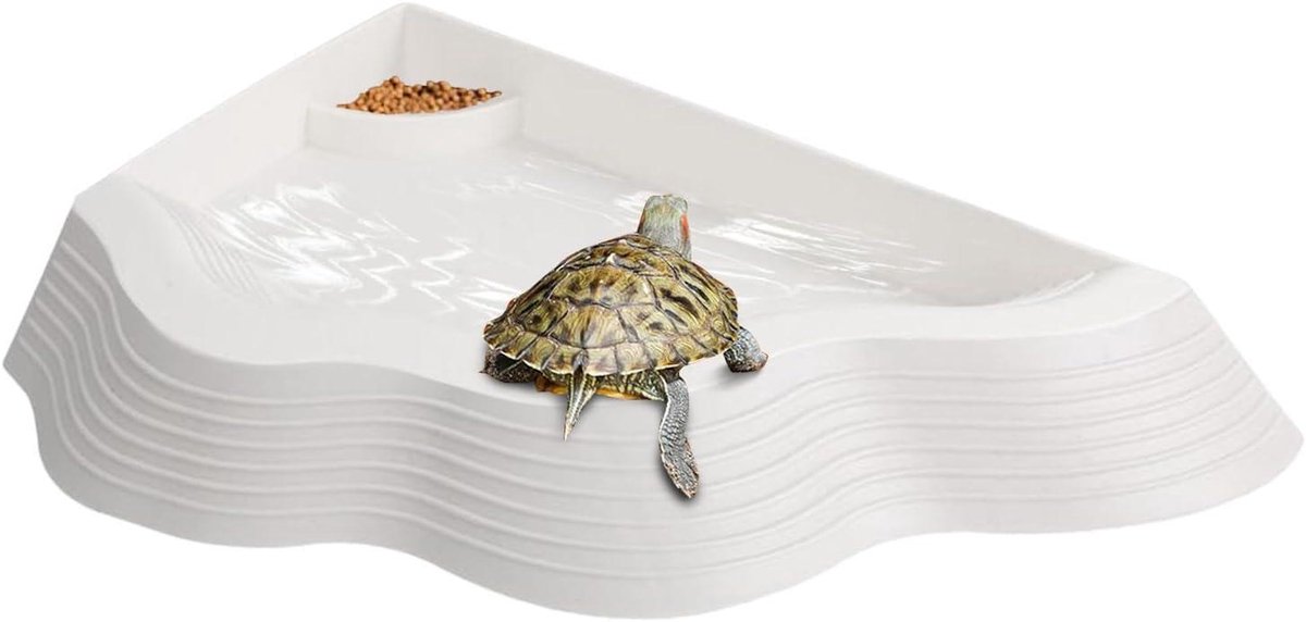 Reptielenbad met Helling - Waterschaal Terrarium - Hydratatie Reptielen - Antislip Veiligheid - 39 x 29 x 4.5 cm - Natuurlijk