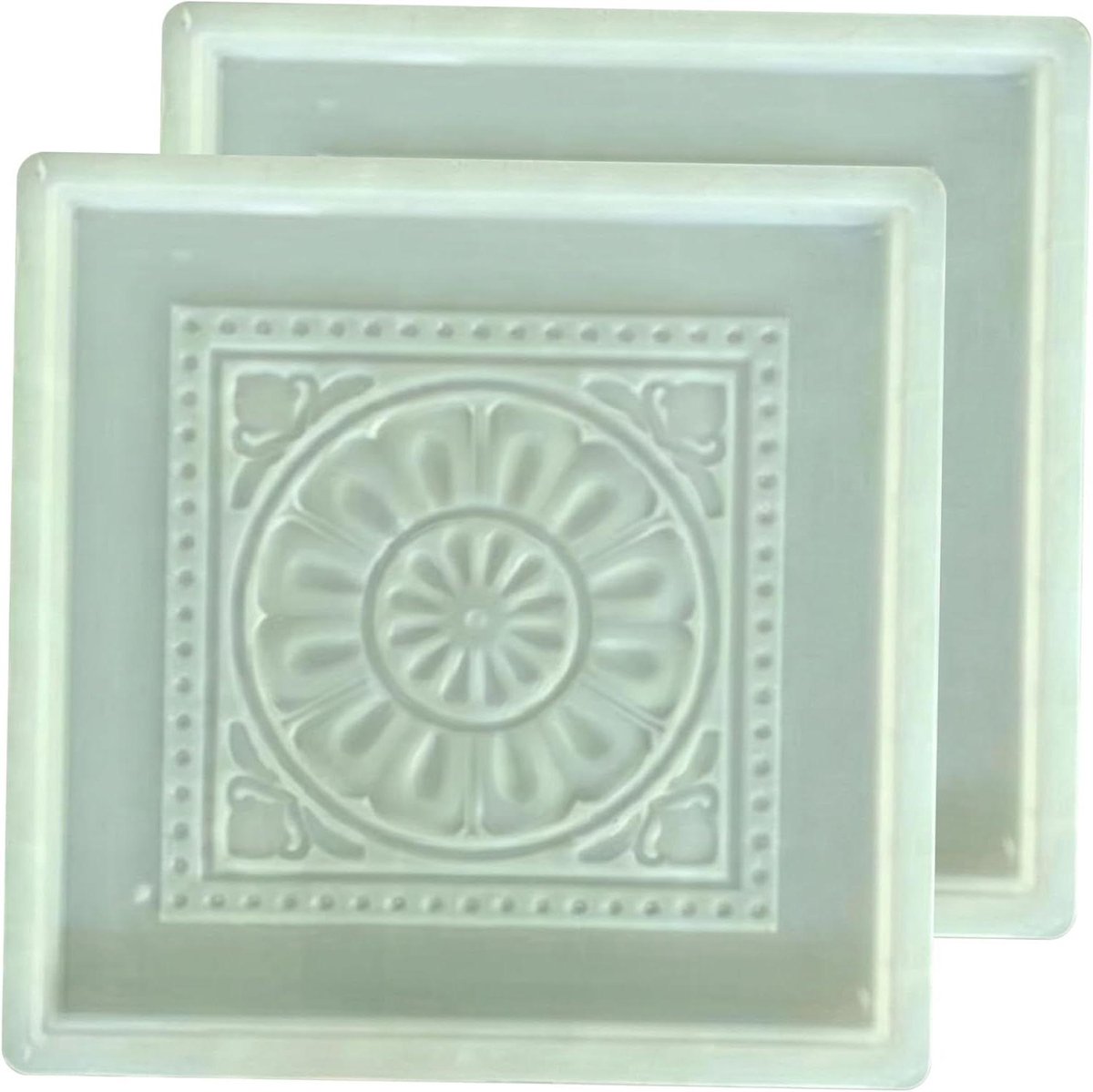 Betonmal Set - Stapsteen Mallen - Tuinpad Aanleggen - Tang Lotus Patroon - 40x40x3 cm - Wit