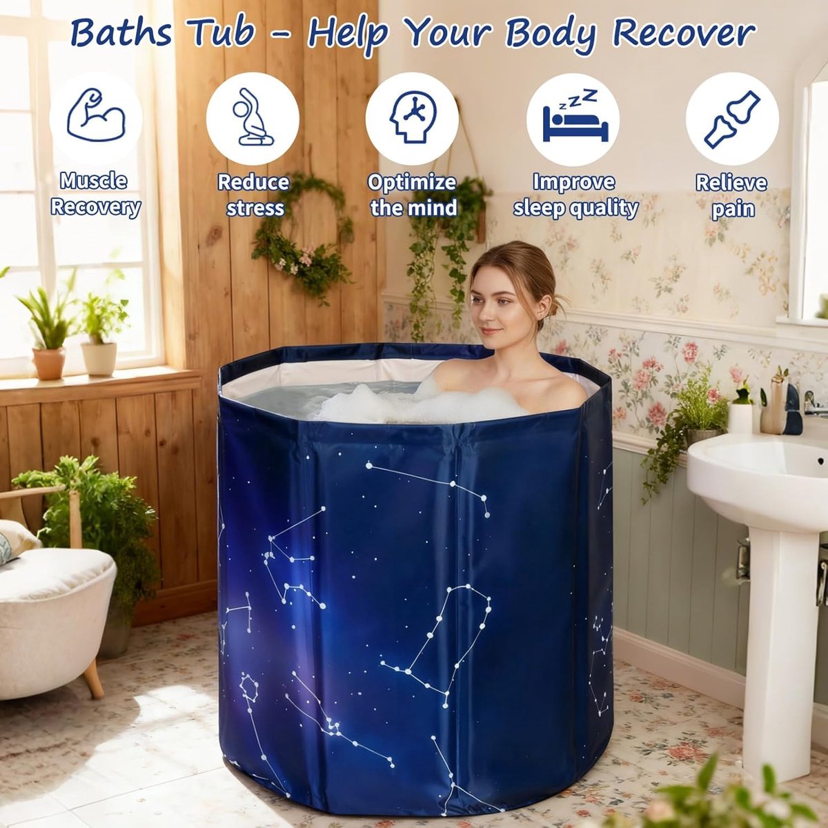 SnelShoppen - Draagbare opvouwbare badkuip, IJsbad voor Koudwatertherapie, Vrijstaande Badkuip voor Douche Spa, Perfect voor Thuisgebruik, Camping, Tu