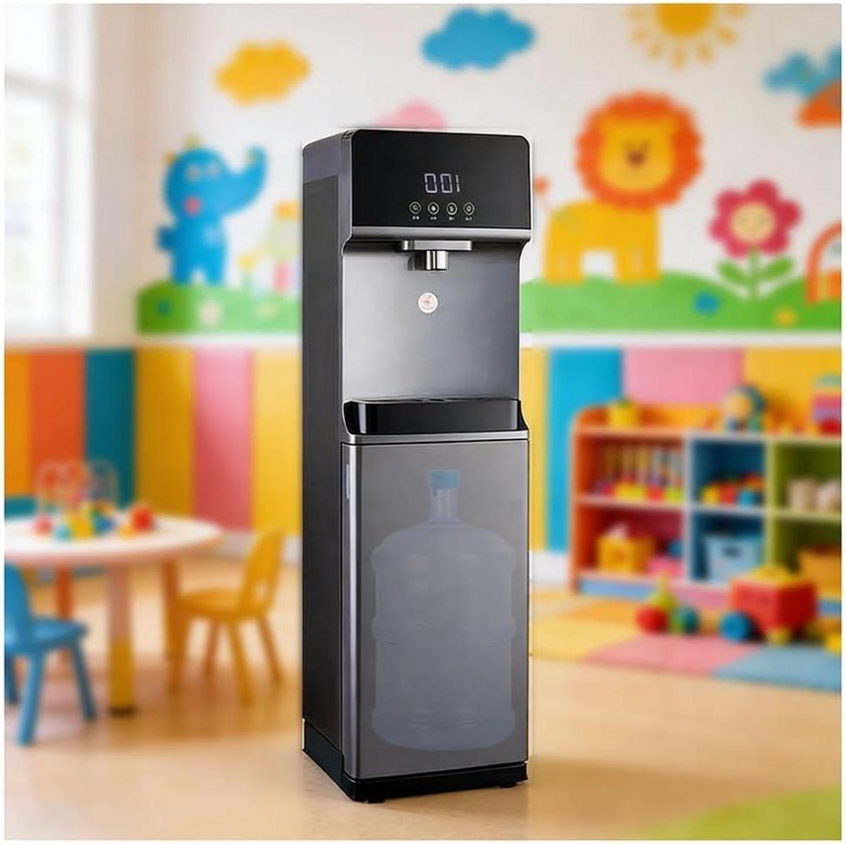 Waterkoeler Dispenser - Warm en koud water - Direct drinken - Kinderslot functie - 31x33x102cm - Donkergrijs