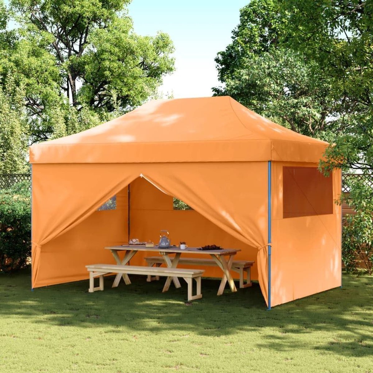 Opvouwbaar Prieel - Feesttent Tuinpaviljoen - Buitenfeesten Organiseren - Waterdicht Oxford Dak - 440 x 292 x 315 cm - Oranje