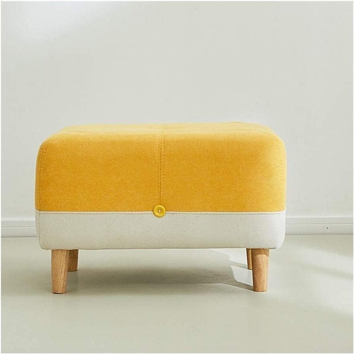 Voetenbankje - Schoenenkruk Sofa Kruk - Ontspannen en Rusten - Ademende Linnen Stof - 65X45X40CM - Geel