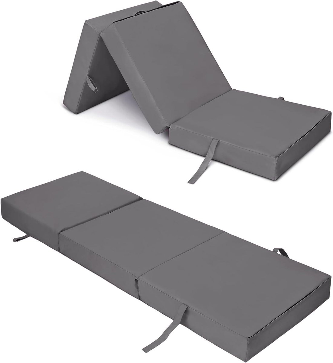 Opvouwbare Matras - Z Bed Futon - Logeerplek Creëren - Waterbestendig Materiaal - 198 x 66 x 14 cm - Donkergrijs