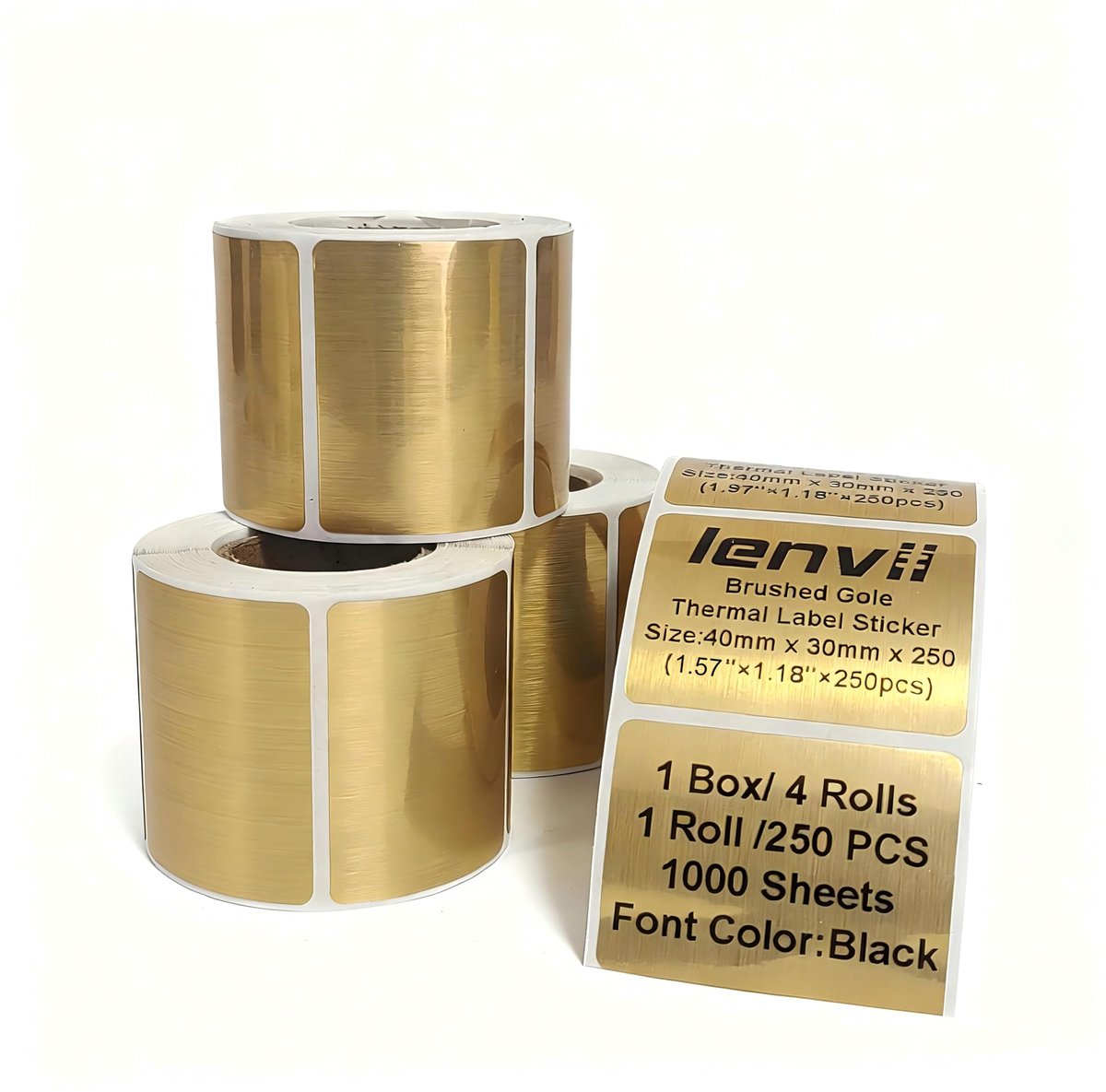 SnelShoppen - 1000 Stuks Gouden Thermolabels 40x30 mm voor Thermische Labelprinter - Ideaal voor Organisatie, Verzending en Kantoor