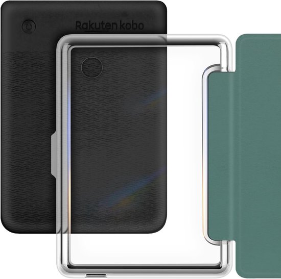 Beschermhoes Kobo Clara - E-reader Cover - Bescherming E-reader - Met Polsband - Kobo Clara Colour/BW/2E - Donkergroen — afbeelding 2