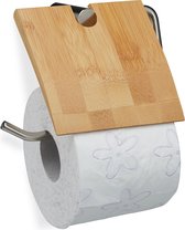 Relaxdays wc rolhouder - toiletrolhouder - bamboe - hout - hangend - closetrolhouder