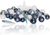 Excellent Deco - Plastic Kerstballen Mix 63 Stuks - White Blue