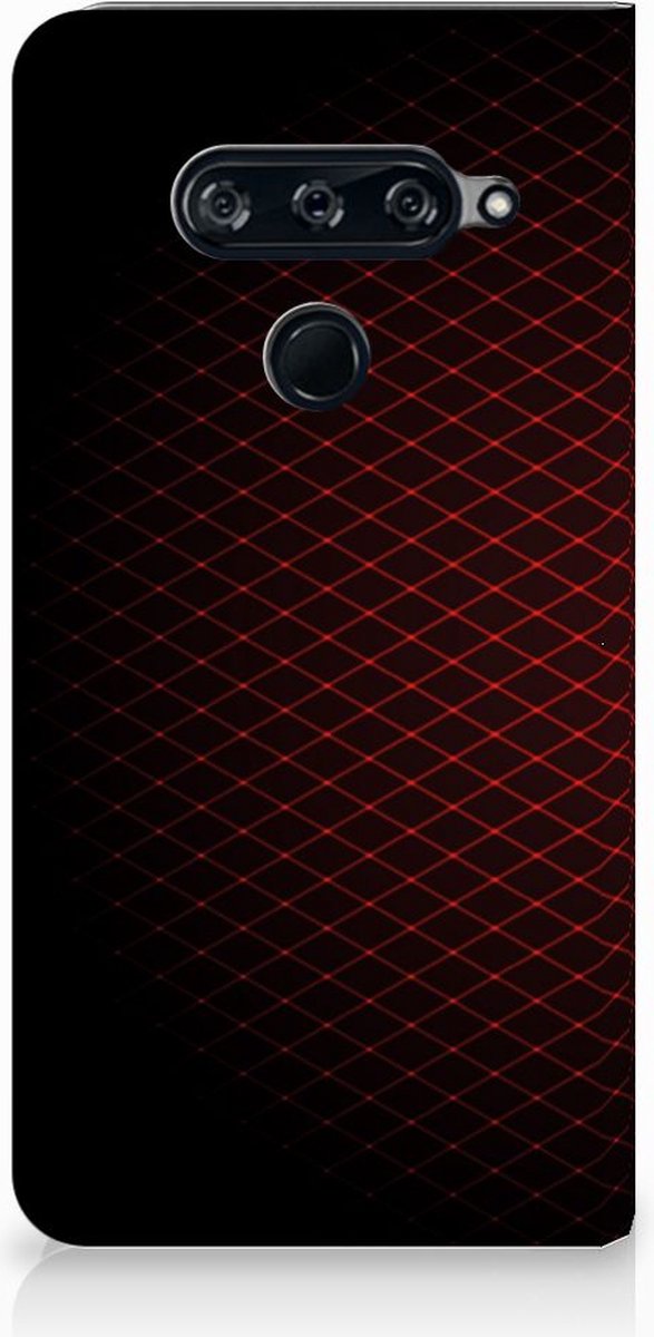 LG V40 Thinq Hoesje met Magneet Geruit Rood