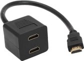 30cm HDMI Splitter Adapter Y Verteiler Stecker mit 2 Kupplung Gel (Verguld) (Zwart)