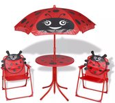 Bistroset met parasol voor kinderen rood  (incl. Fleecedeken)