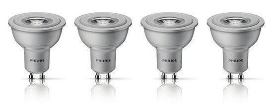 Philips LED LAMP spot 4.2W zilver GU10 dimbaar (4 stuks) | bol.com