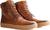 NoGRZ P.Huyssens Heren - Halfhoge gevoerde wintersneaker - Cognac/Bruin Leer - Maat 41