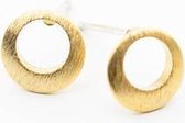 24/7 Jewelry Collection Maan Oorbellen - Cirkel - Oorknopjes - Geborsteld - Minimalistisch - Goud