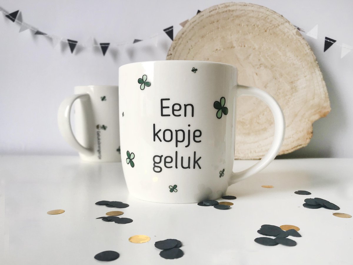 Kopje Mok met tekst Een kopje geluk - thee - koffie |
