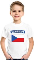 T-shirt met Tsjechische vlag wit kinderen L (146-152)