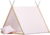 Speeltent – Kinderspeeltent – kindertent – Speelhuis - Tent – Kledingrek - Handgemaakt - Roze zigzag