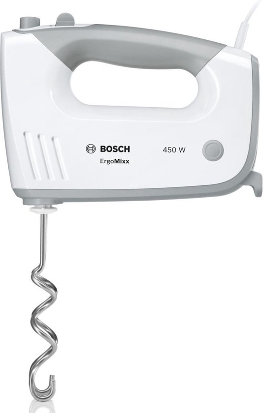 Mixer de mana Bosch MFQ36440, 450 W, 5 viteze, Alb/Gri