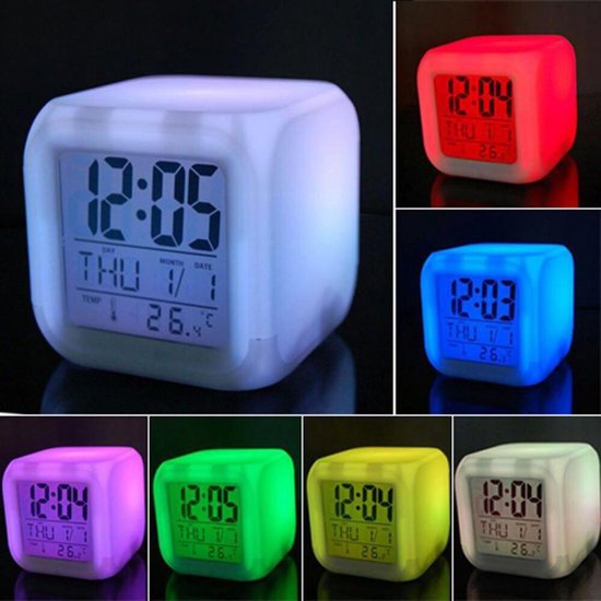 Orange85 Klok met led verlichting | Thermometer | Kalender | Klokje staand  | Wekkers | bol.com