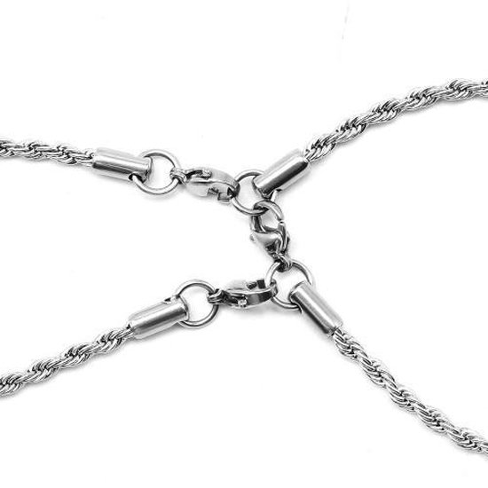 LHOEST Ketting van roestvrij staal, zilver, voor AirPods Pro 1/2/3 opzetstukken, anti-verlies, magnetische zilveren ketting, compatibel met voor AirPods 1/2/3 accessoires, bevestigingsband magnetische