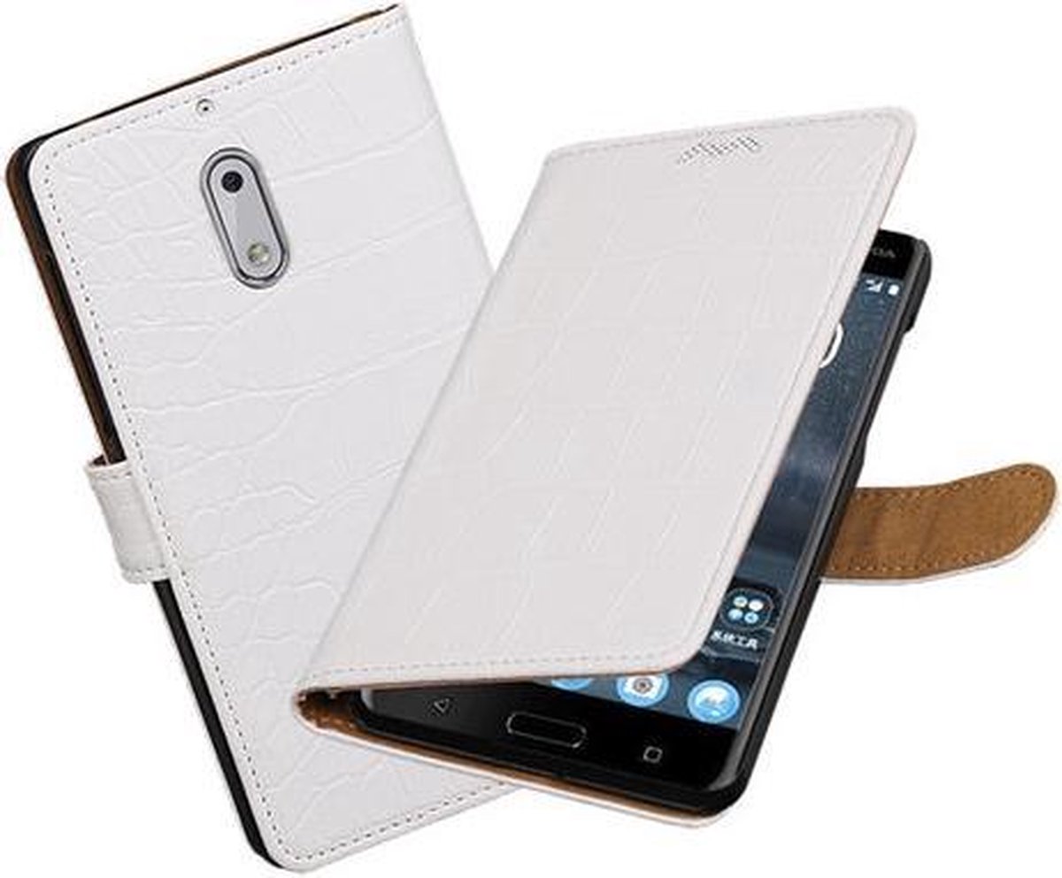 BestCases.nl Nokia 6 Krokodil booktype hoesje Wit