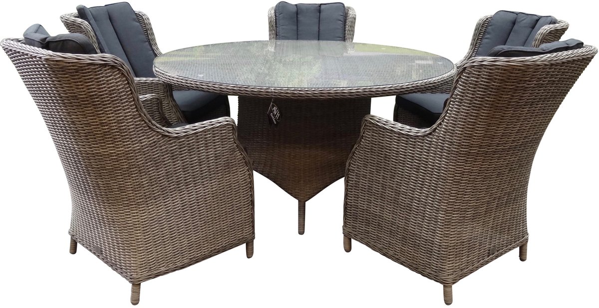 Riccione Darwin dining tuinset 150 cm rond 6 delig grijs