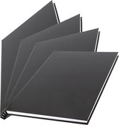Paquet de 4 x cahiers d'école A5 couverture rigide doublée - noir - ensemble de remise de cahiers d'exercices