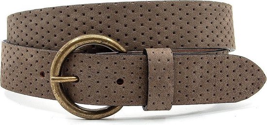 Thimbly Belts Leren kinderriem taupe - heren en dames riem - 3 cm breed - Taupe - Echt Leer - Taille: 70cm - Totale lengte riem: 85cm