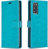 Voor Samsung Galaxy A02s EU Versie Crazy Horse Textuur Horizontale Flip Leather Case met Houder & Kaartsleuven & Portemonnee & Fotolijst (Blauw)